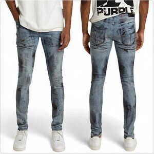 Purple Brand Indigo X-Ray Jeans with Black Foil Low Rise Skinny NWT New 34